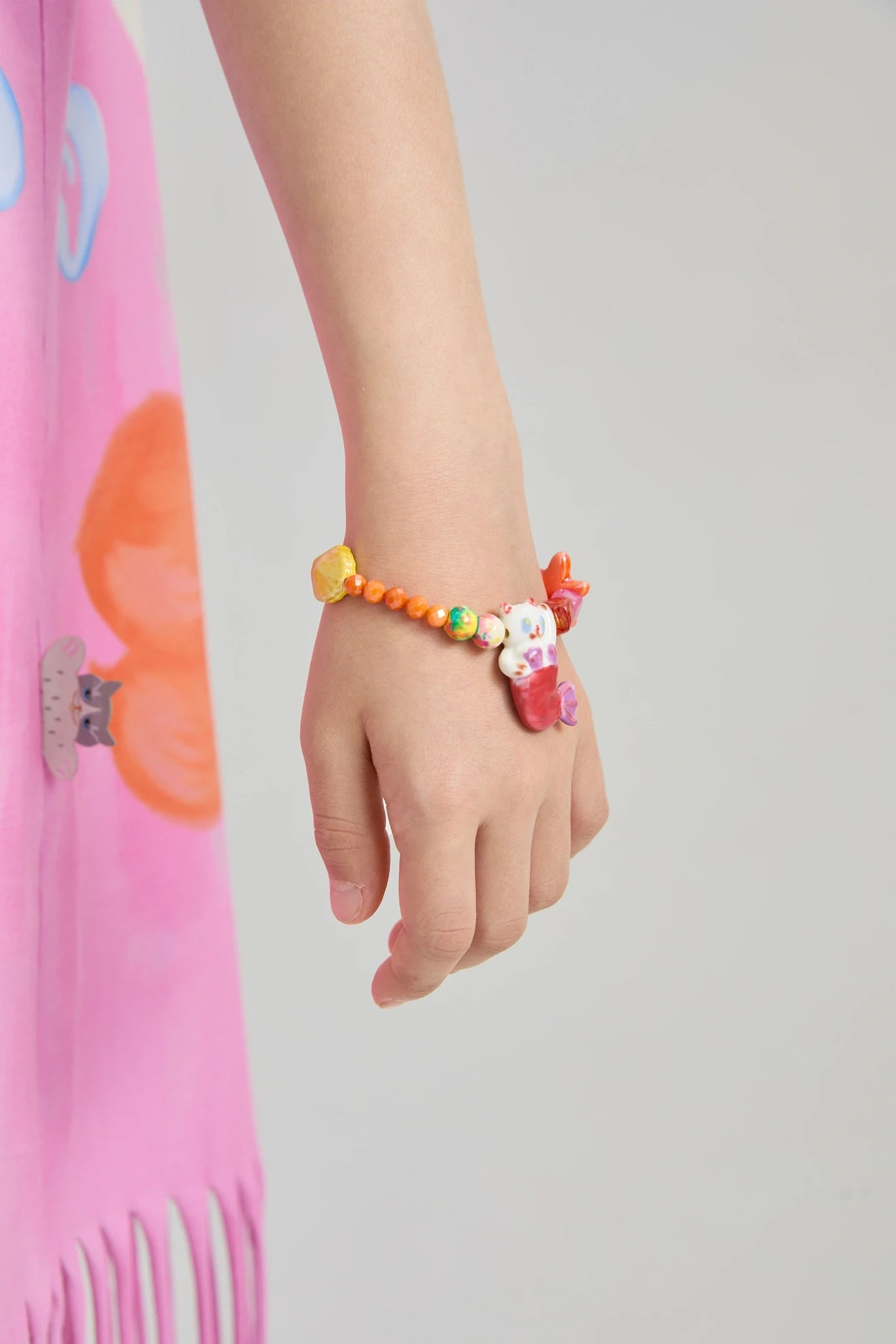 Poco Blush Mermaid Cat Shell Charm Bracelet and Necklace set