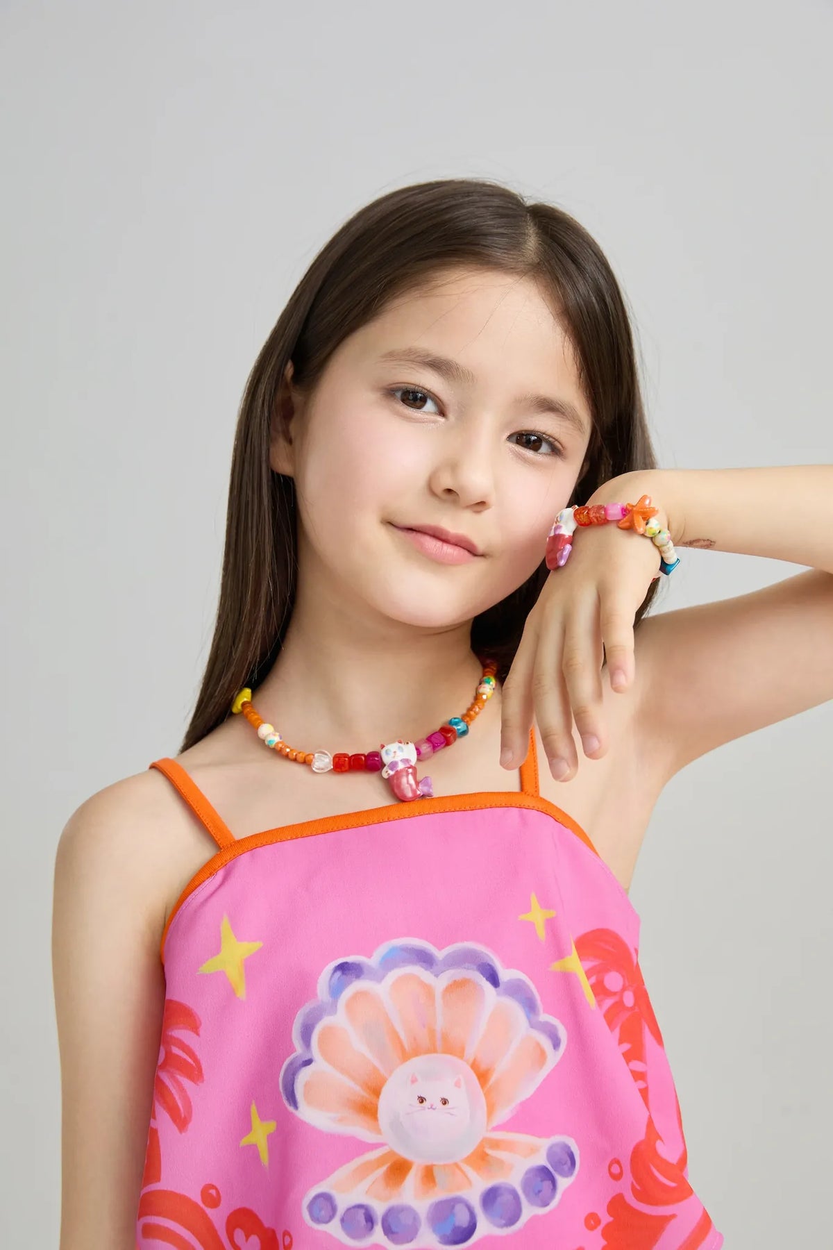 Mermaid Cat Shell Charm Bracelet and Necklace set by Poco Blush, image 7