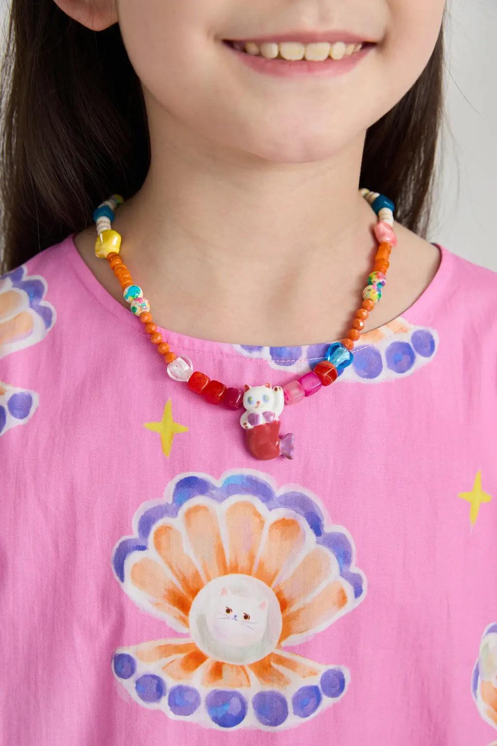 Mermaid Cat Shell Charm Bracelet and Necklace set by Poco Blush, image 3