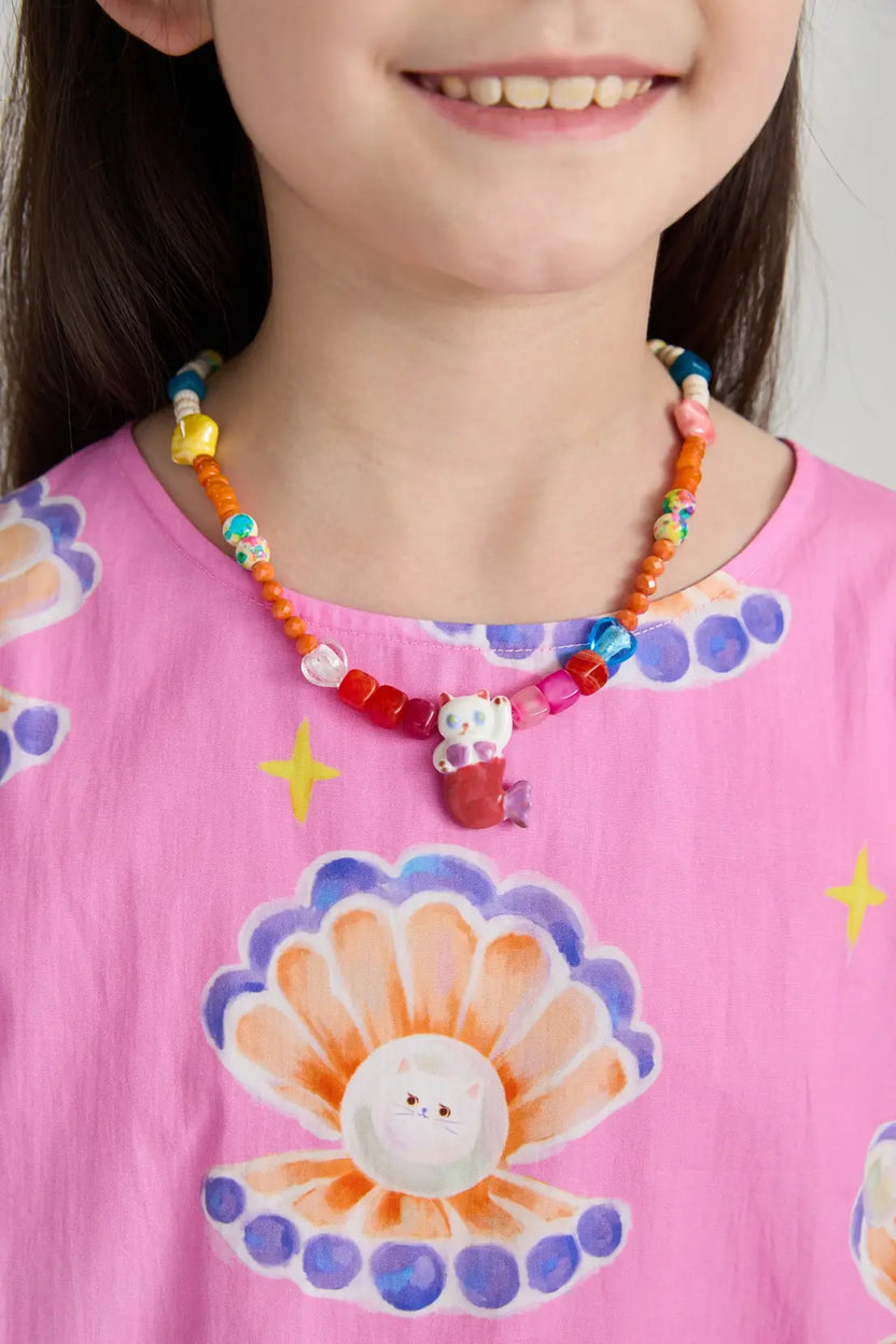 Mermaid Cat Shell Charm Bracelet and Necklace set by Poco Blush, image 3