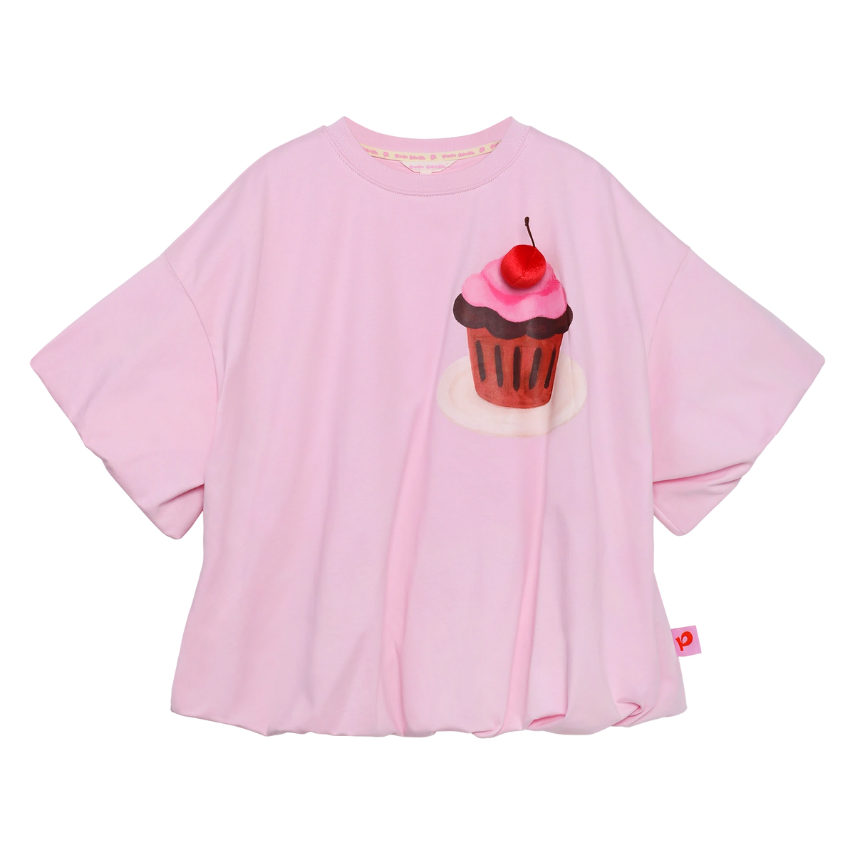 Poco Blush Dessert Plate Puff Sleeve T-Shirt Pink