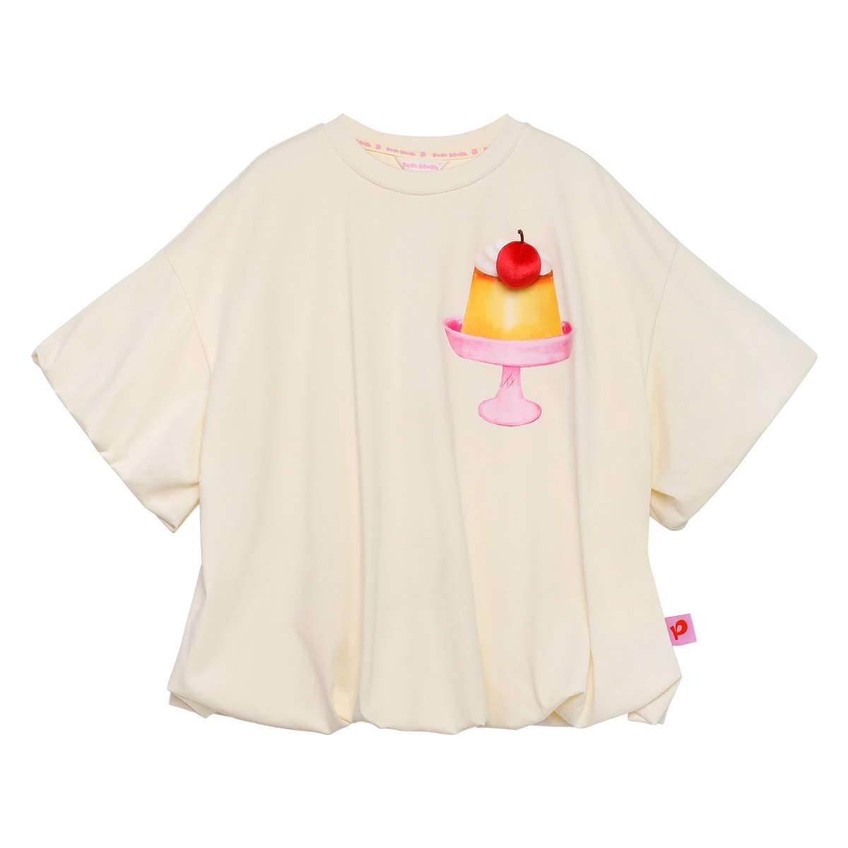 Poco Blush Dessert Plate Puff Sleeve T-Shirt Yellow