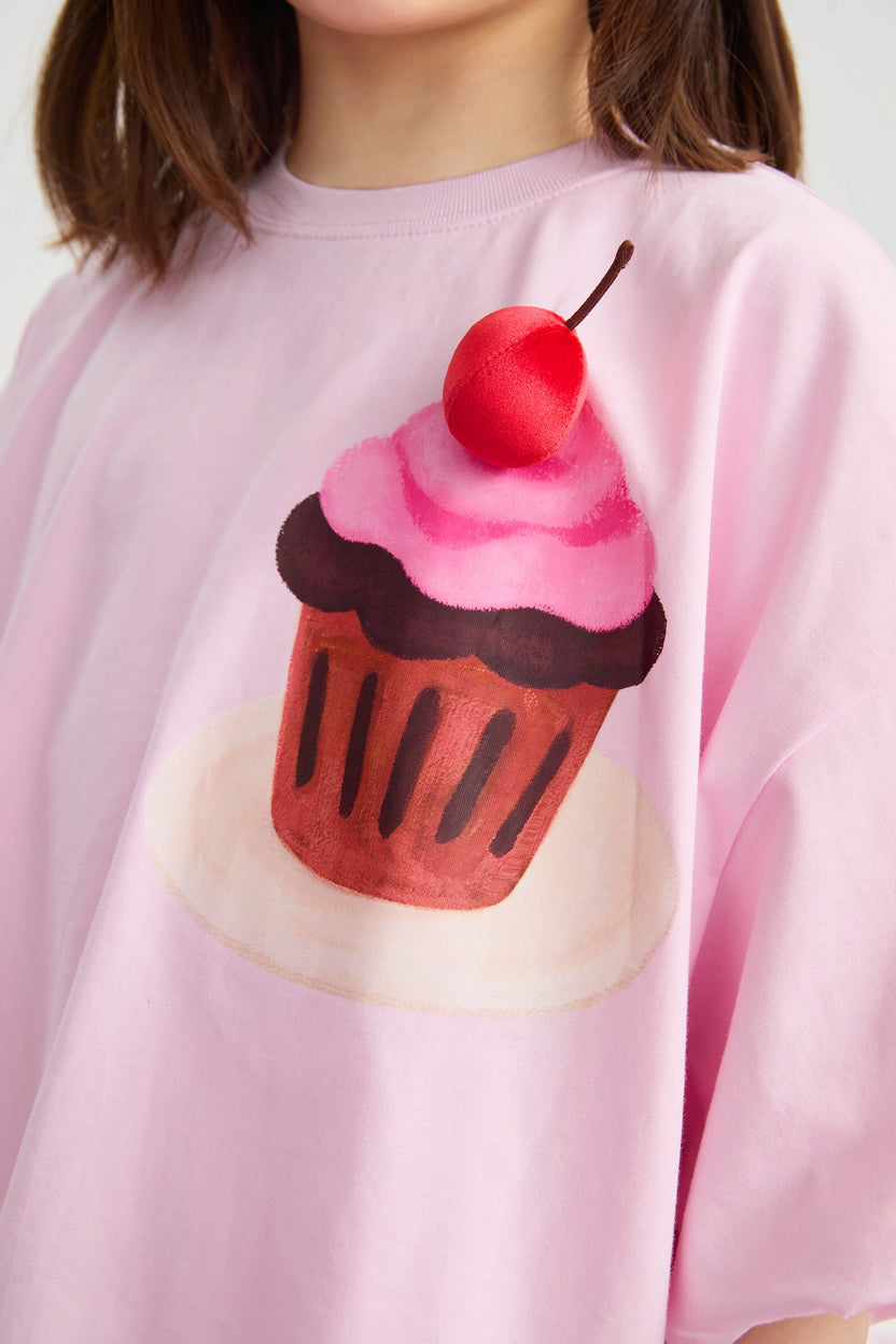 Poco Blush Dessert Plate Puff Sleeve T-Shirt