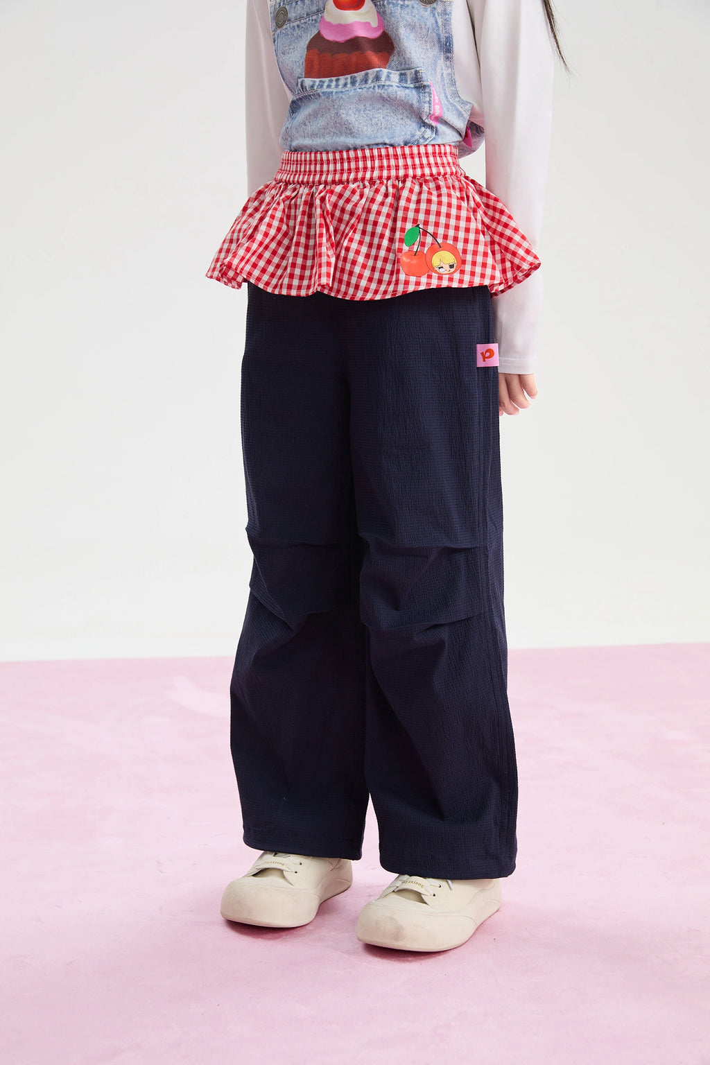 Poco Blush Cherry Check Seersucker Trousers