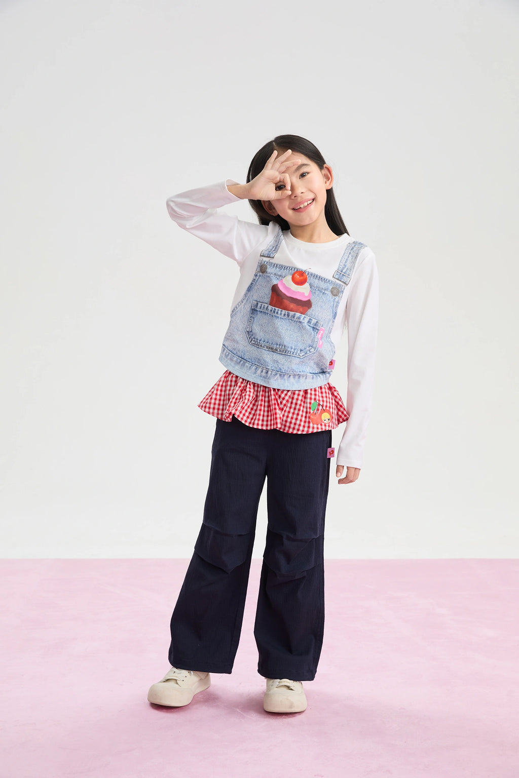 Poco Blush Cherry Check Seersucker Trousers