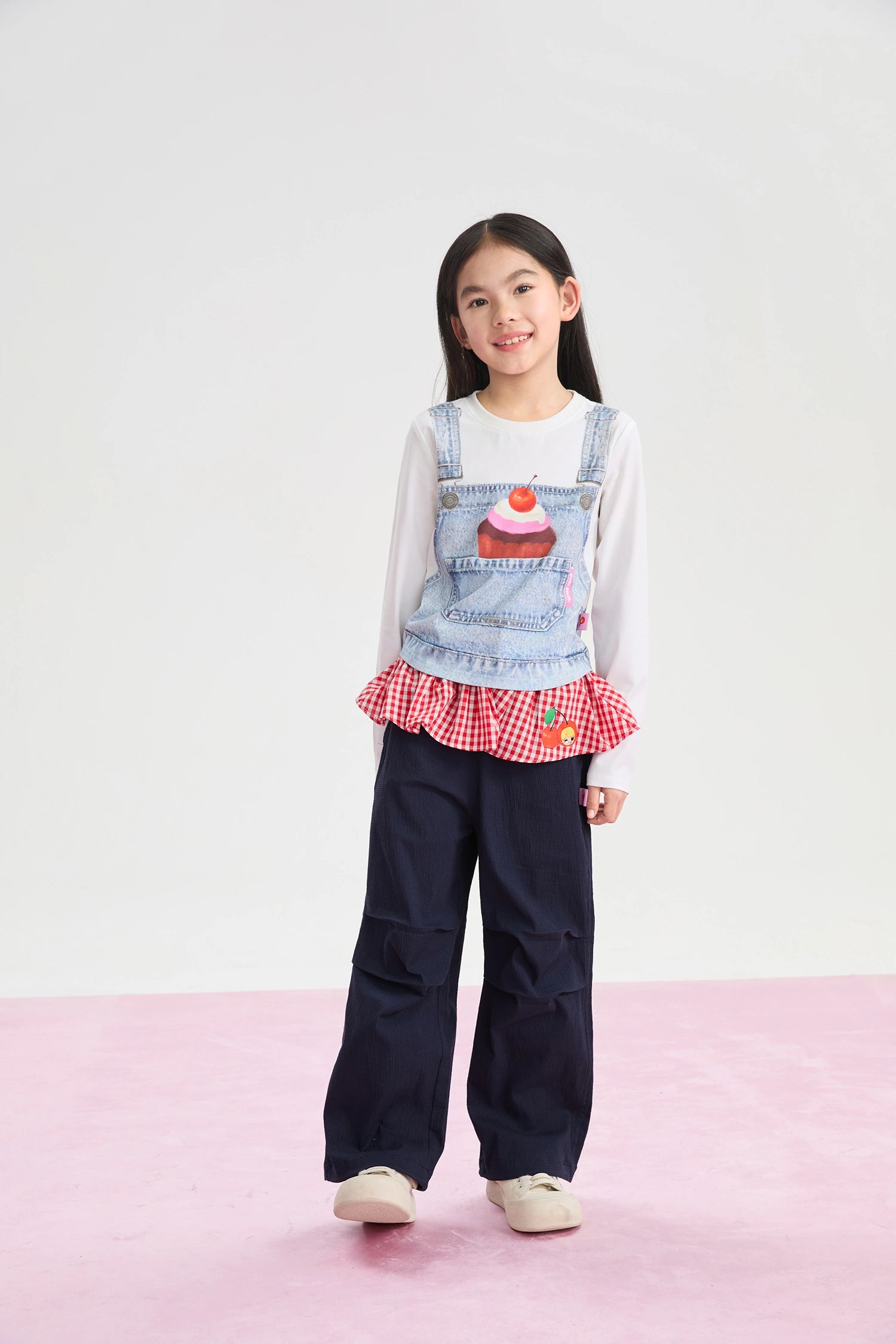 Poco Blush Cherry Check Seersucker Trousers