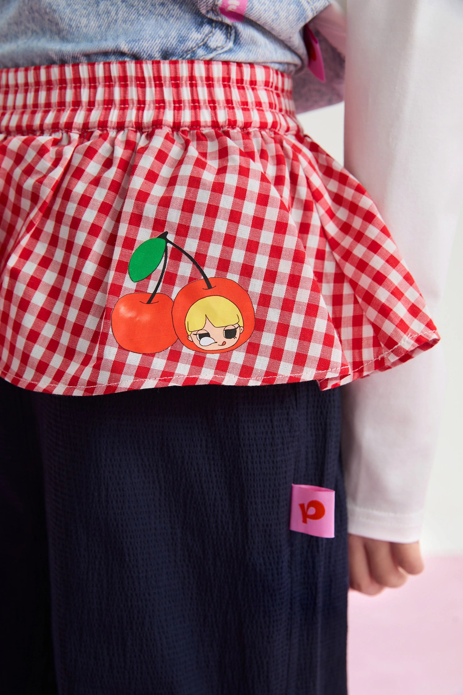 Poco Blush Cherry Check Seersucker Trousers