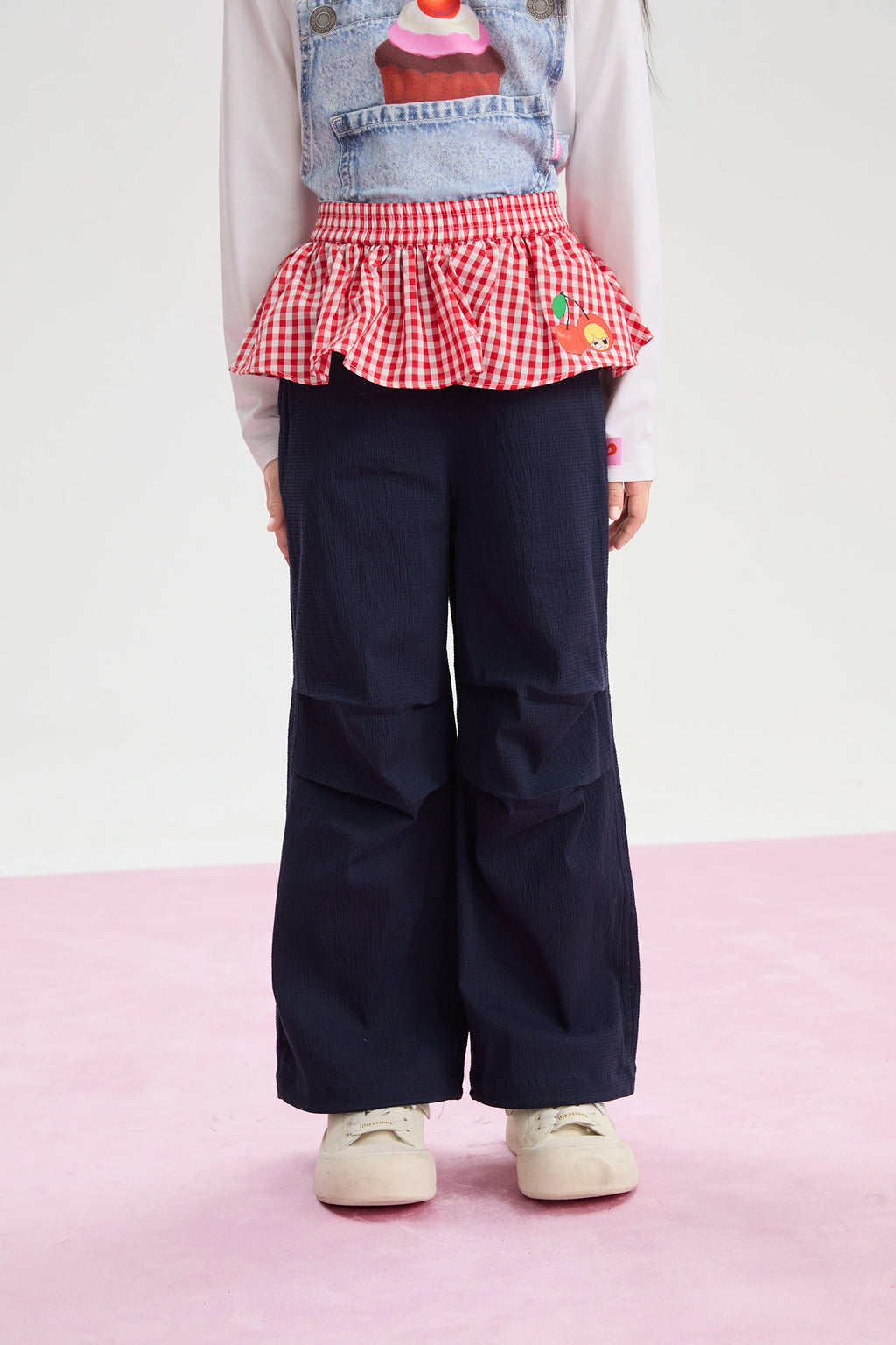 Poco Blush Cherry Check Seersucker Trousers