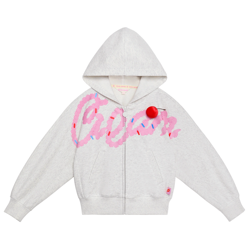 Jumping Cream Zip Sweatshirt Jacket by Poco Blush, image 2