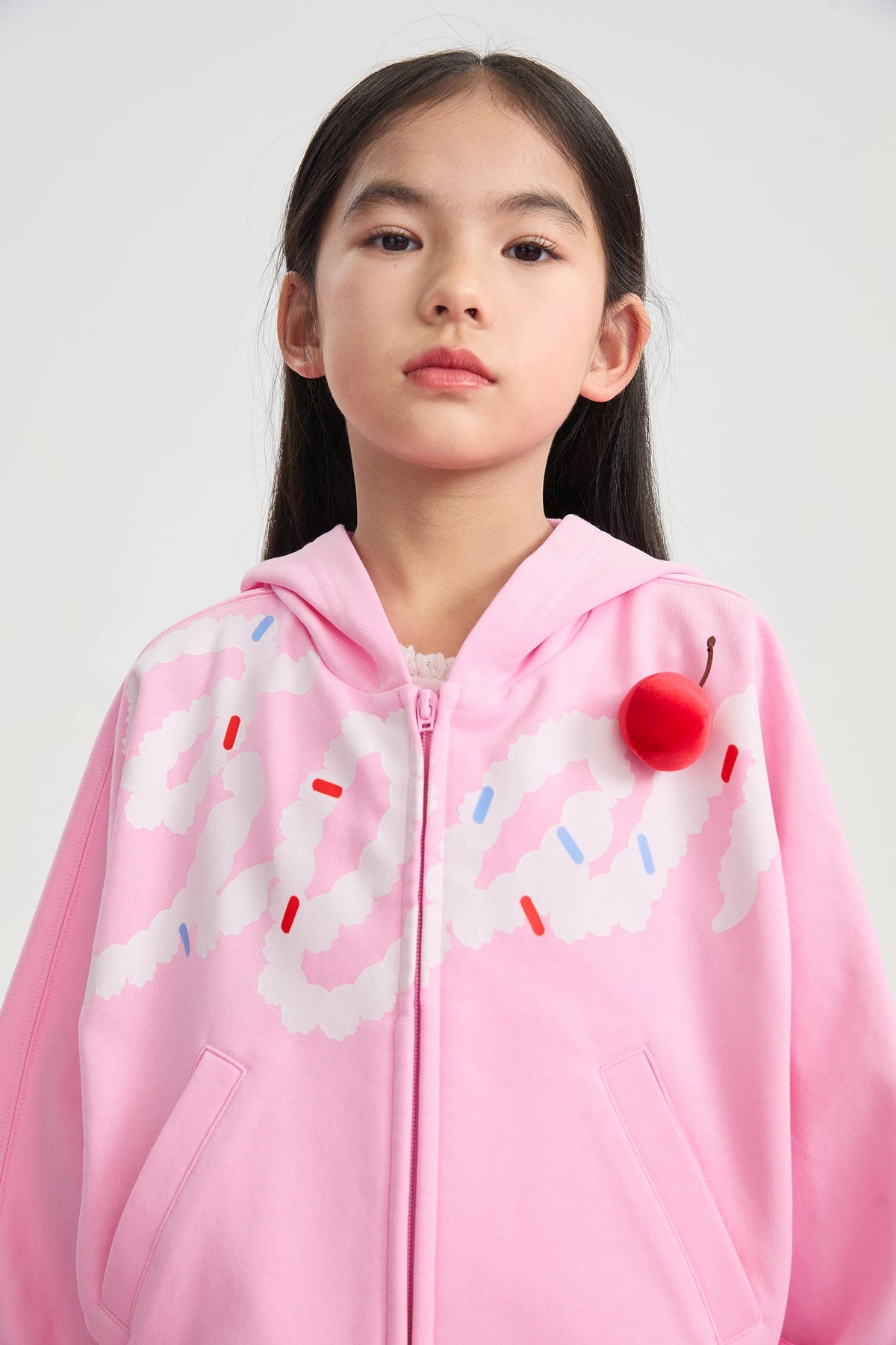 Poco Blush Jumping Cream Zip Sweatshirt Jacket