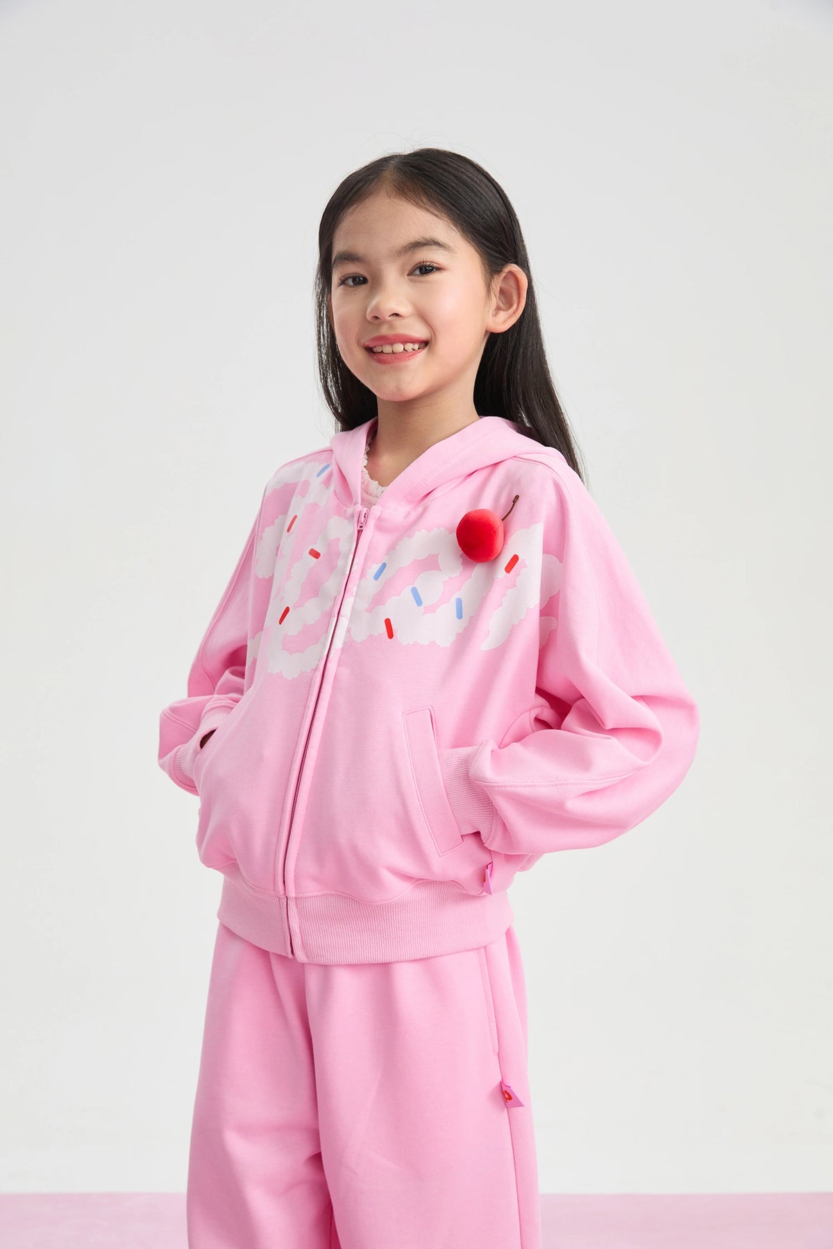 Poco Blush Jumping Cream Zip Sweatshirt Jacket