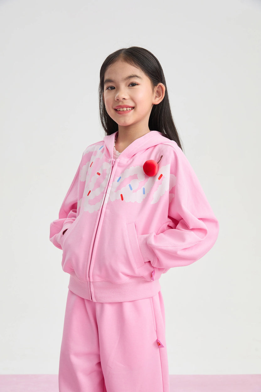 Jumping Cream Zip Sweatshirt Jacket by Poco Blush, image 3