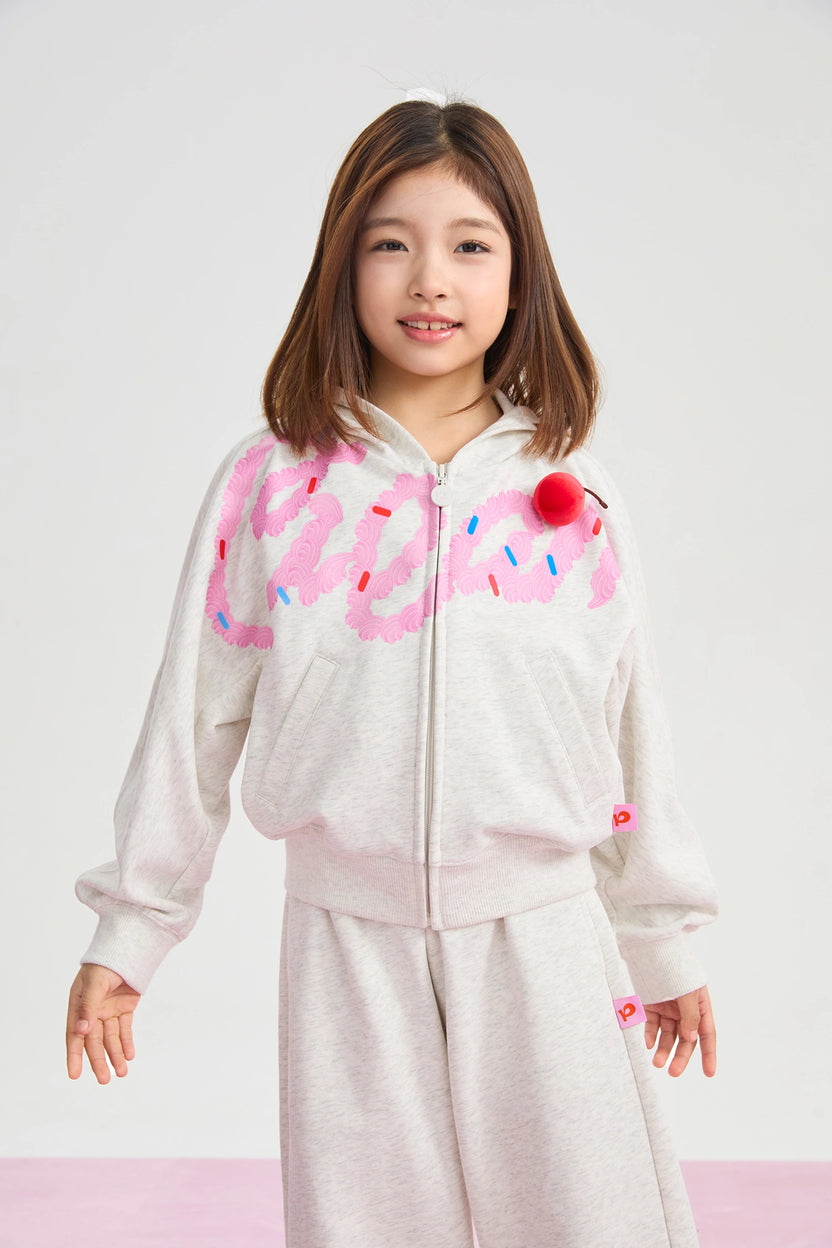 Jumping Cream Zip Sweatshirt Jacket by Poco Blush, image 6