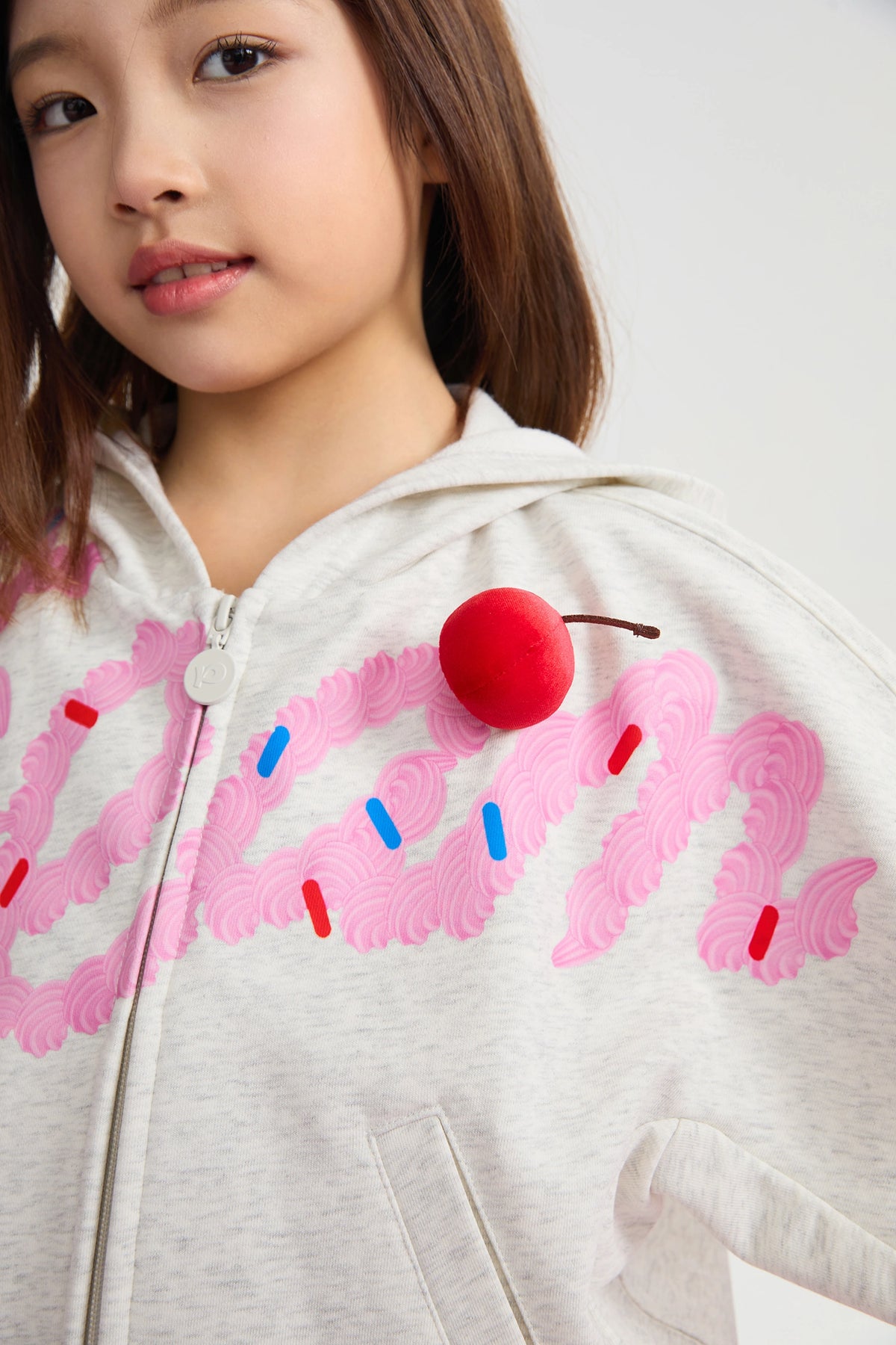 Poco Blush Jumping Cream Zip Sweatshirt Jacket