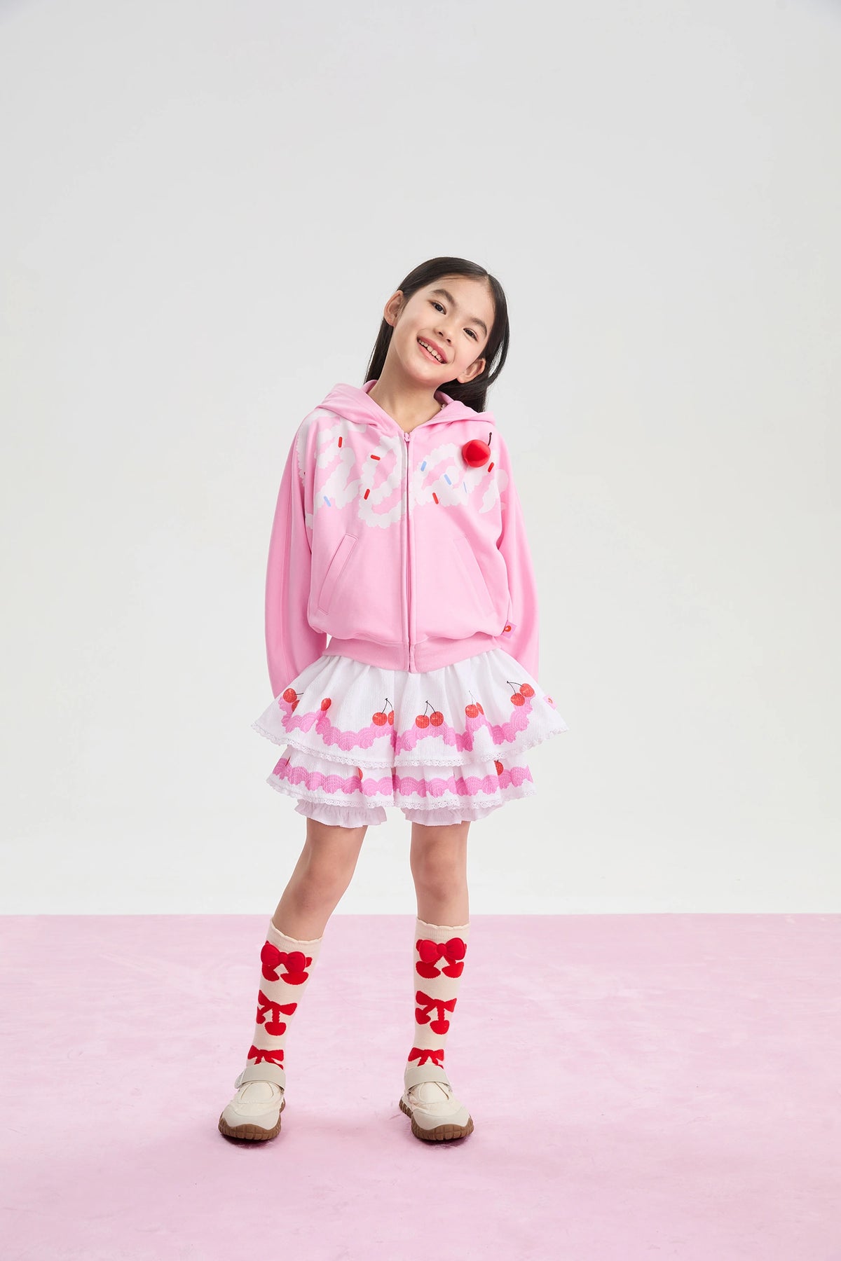 Poco Blush Jumping Cream Zip Sweatshirt Jacket