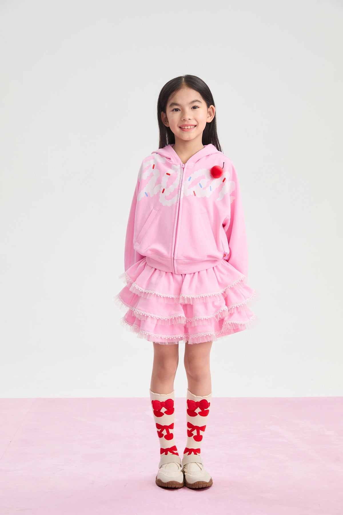 Poco Blush Jumping Cream Zip Sweatshirt Jacket