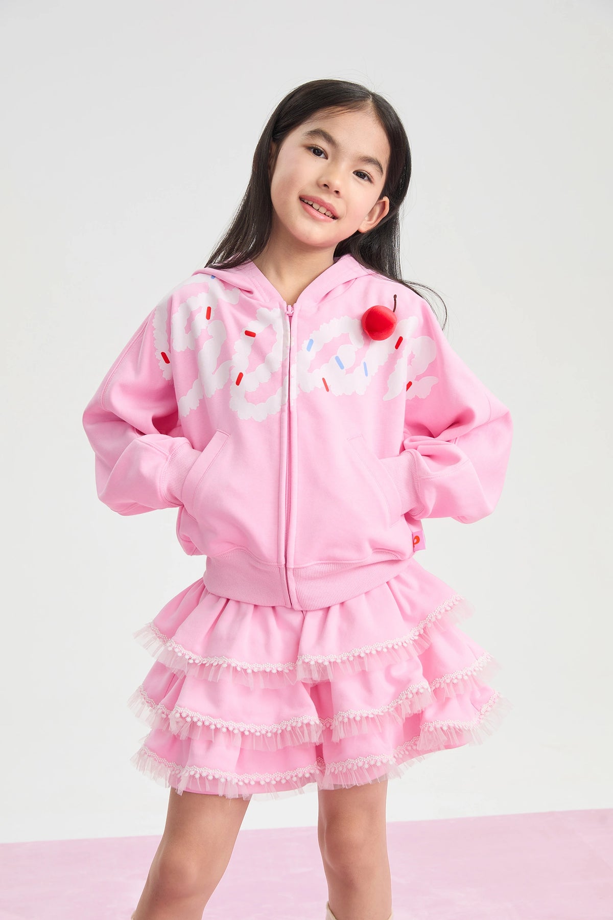 Poco Blush Jumping Cream Zip Sweatshirt Jacket