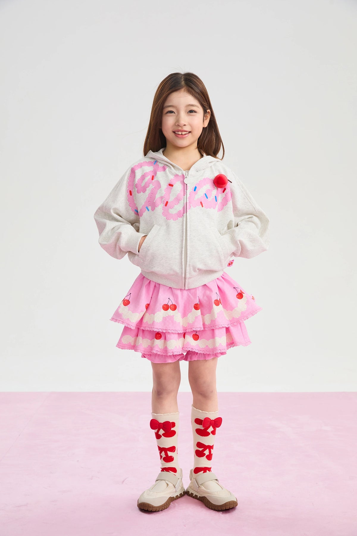 Poco Blush Jumping Cream Zip Sweatshirt Jacket