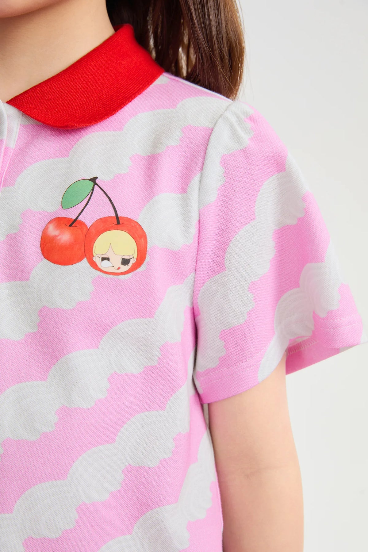 Cream Wave Printed Polo Shirt by Poco Blush, image 16
