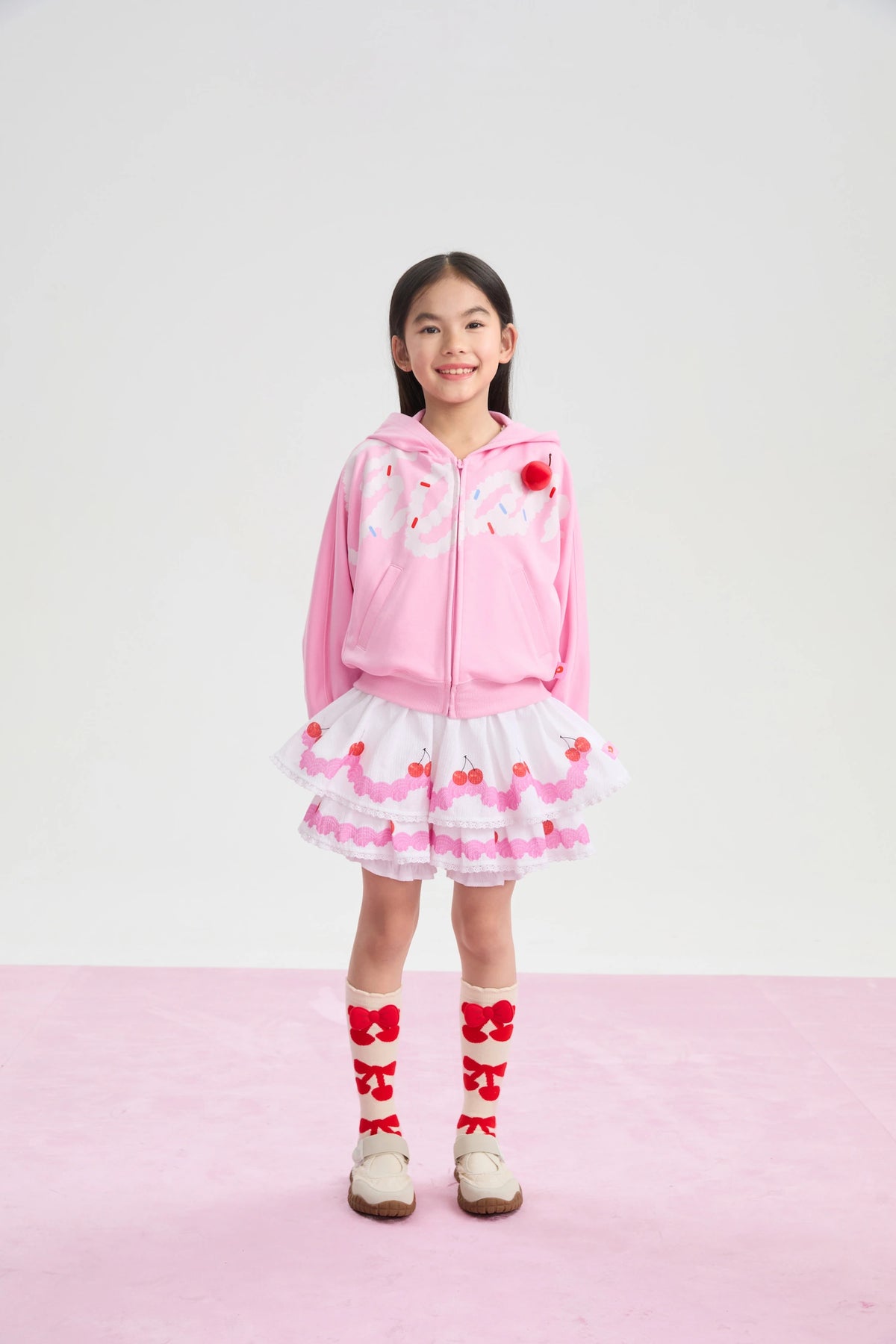 Little Cake Printed Skort in beige und candy pink mit printmotiv, Bild 4