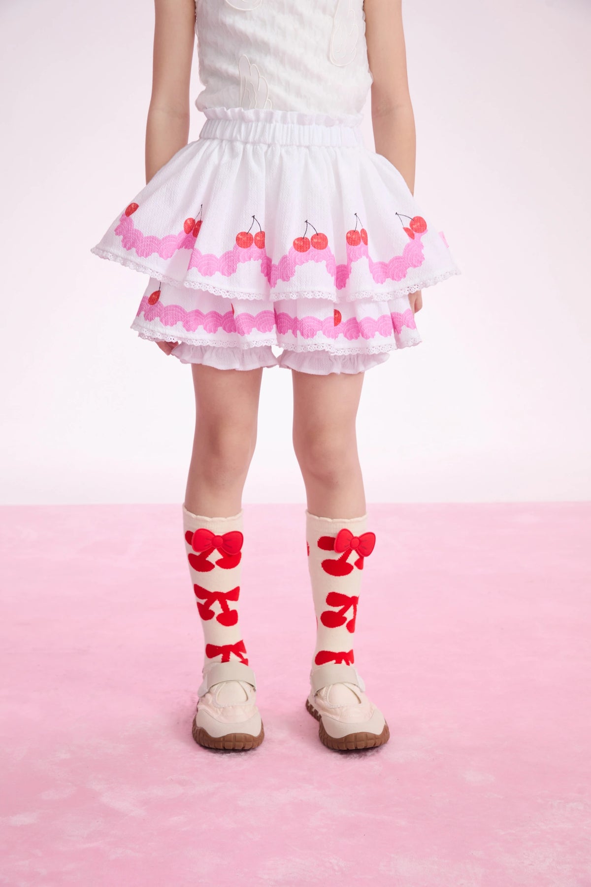 Little Cake Printed Skort in beige und candy pink mit printmotiv, Bild 10