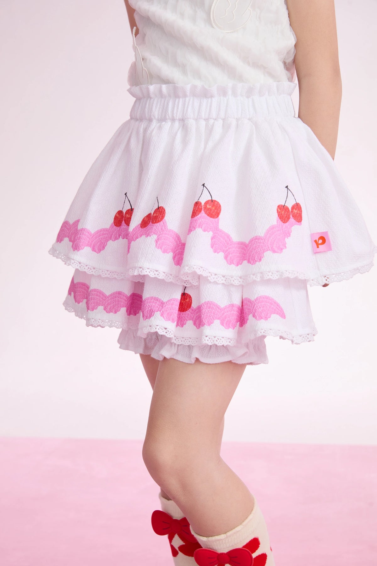 Little Cake Printed Skort in beige und candy pink mit printmotiv, Bild 12