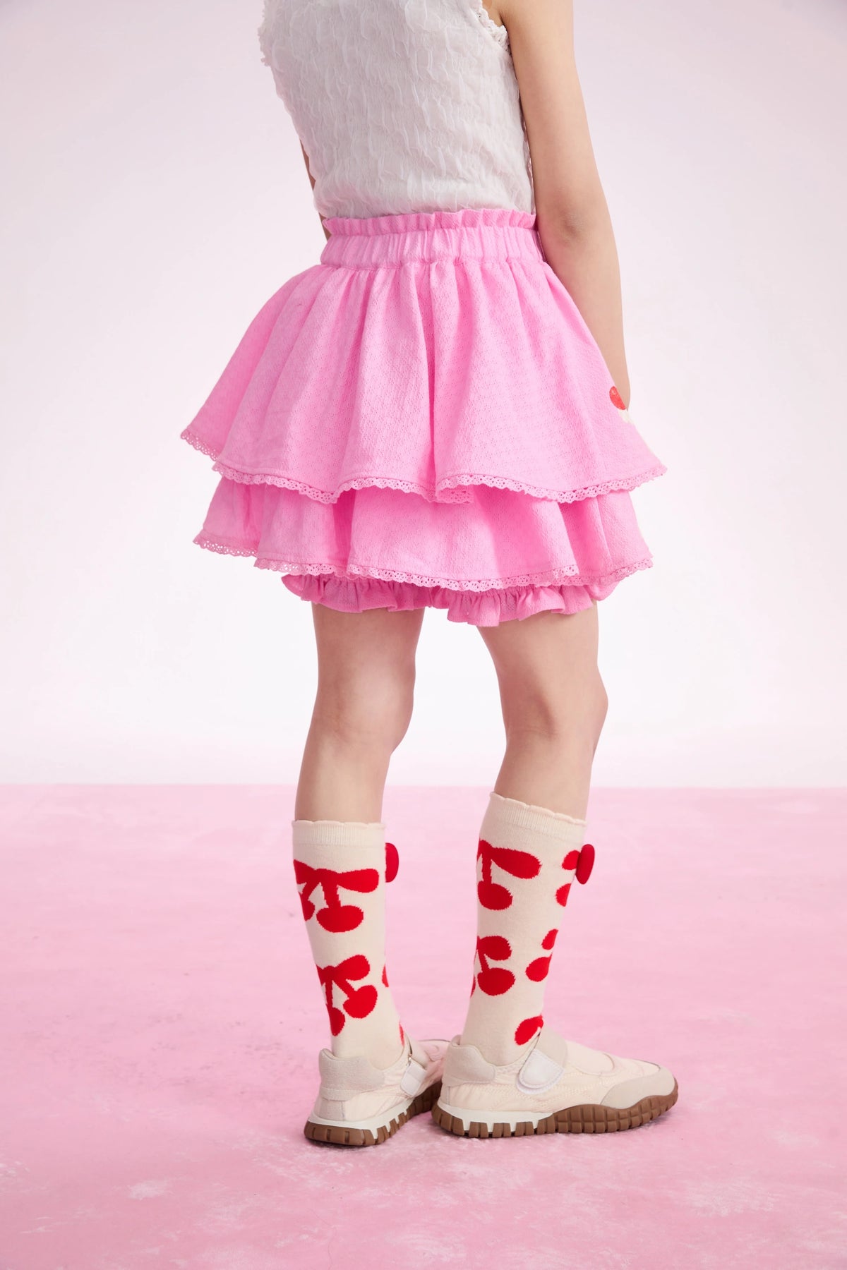 Little Cake Printed Skort in beige und candy pink mit printmotiv, Bild 13