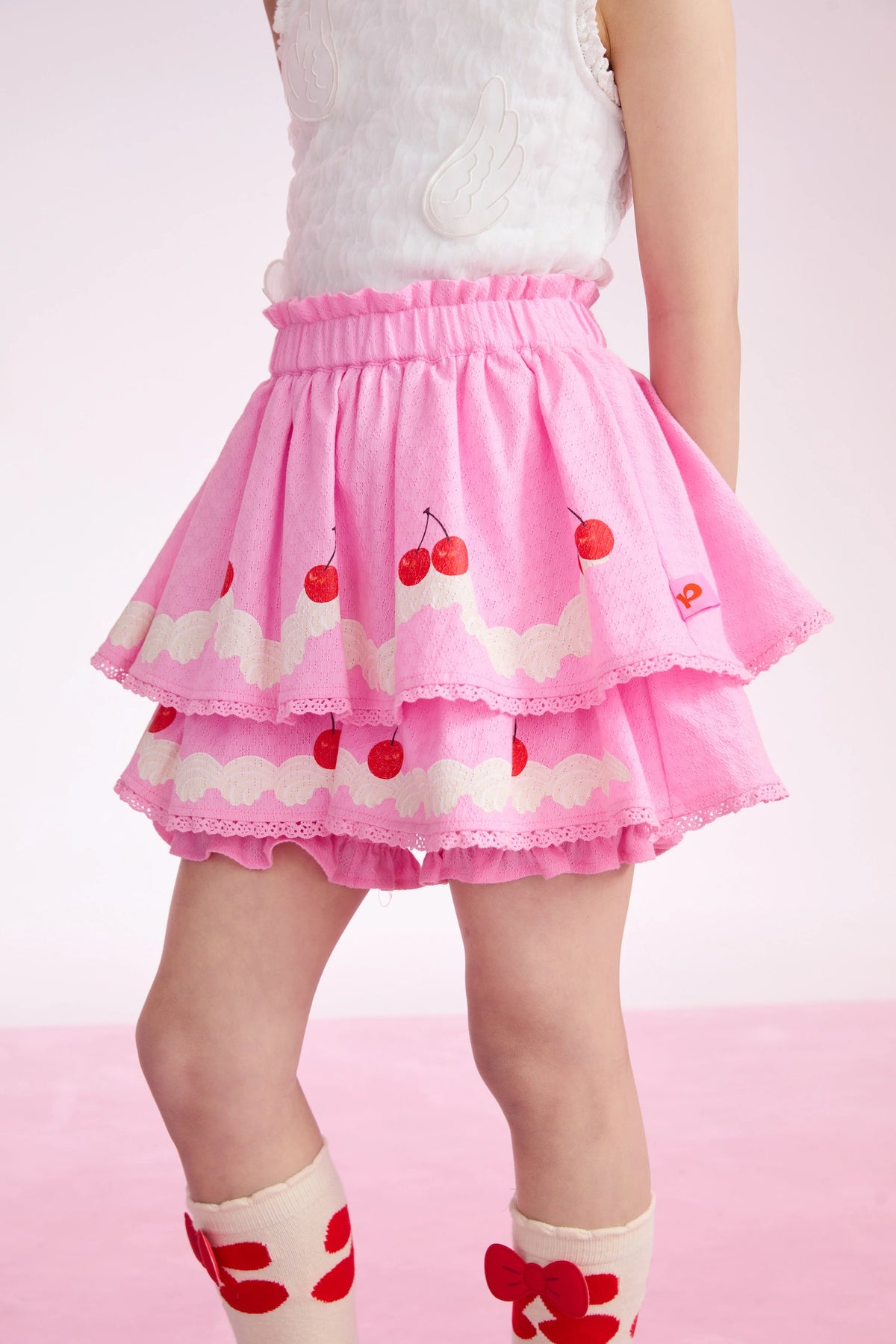 Little Cake Printed Skort in beige und candy pink mit printmotiv, Bild 11