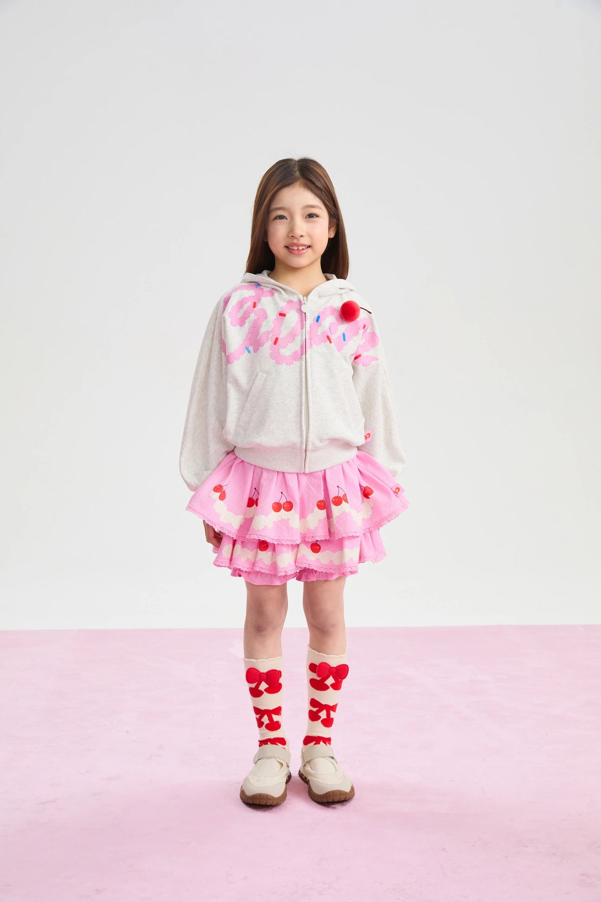 Little Cake Printed Skort in beige und candy pink mit printmotiv, Bild 3