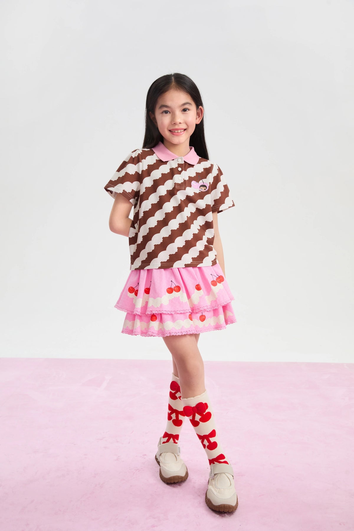 Little Cake Printed Skort in beige und candy pink mit printmotiv, Bild 5