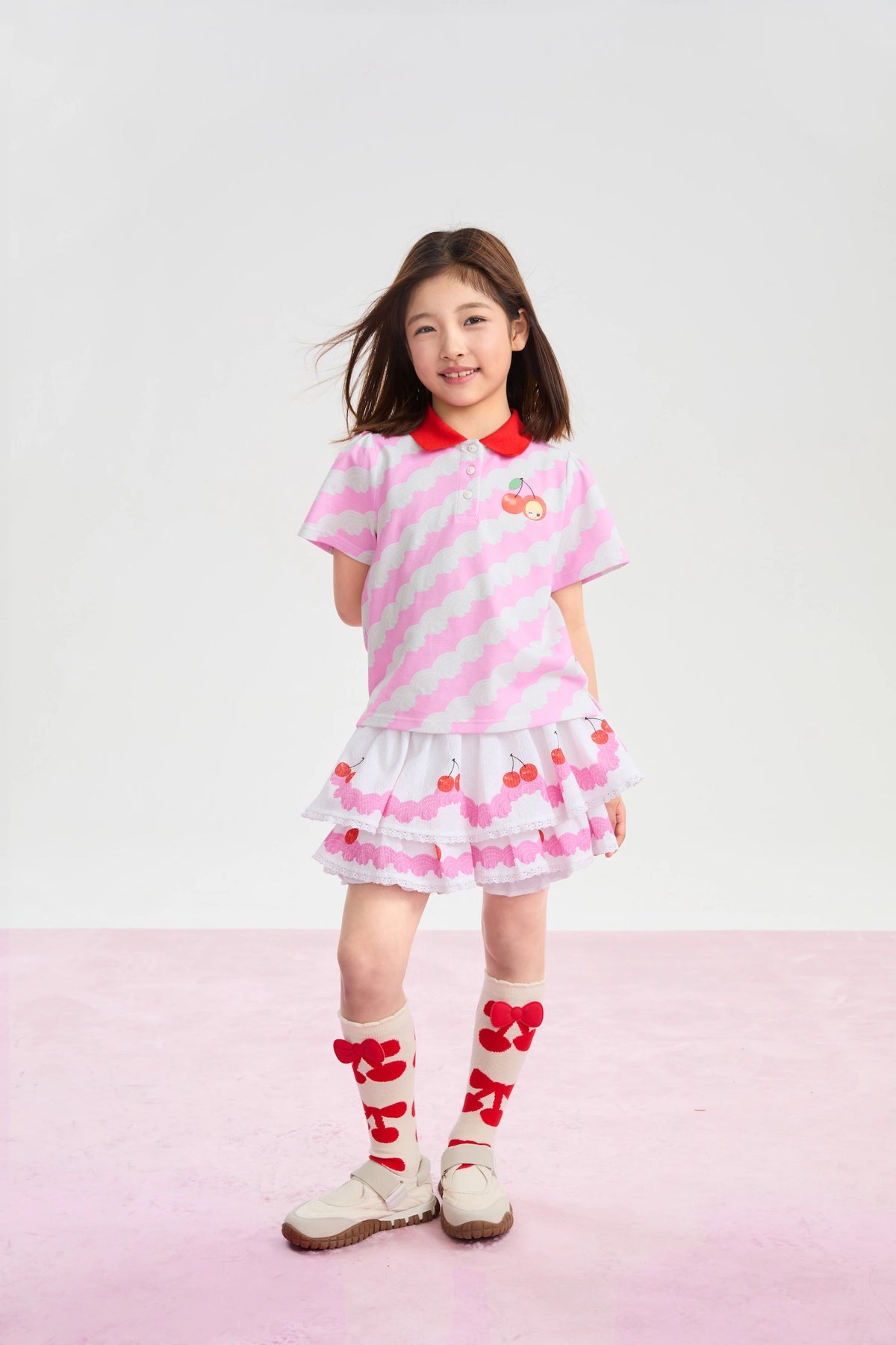Little Cake Printed Skort in beige und candy pink mit printmotiv, Bild 6