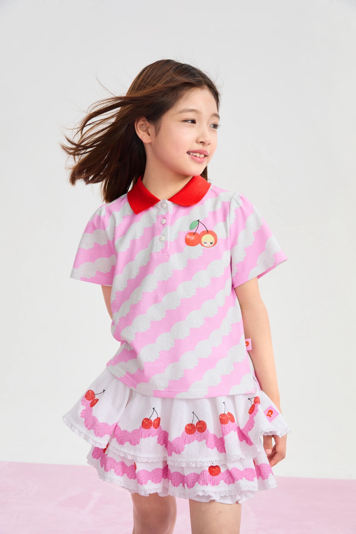 Little Cake Printed Skort in beige und candy pink mit printmotiv, Bild 7