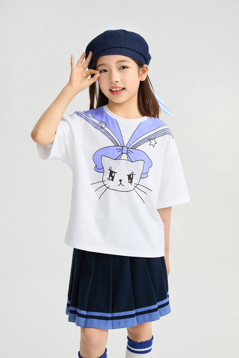 Sailor Kitty Printed T-Shirt by Poco Blush, image 3