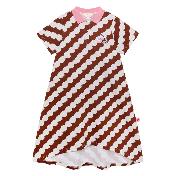 Cream Wave Printed Dress