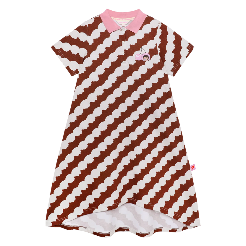 Cream Wave Printed Dress by Poco Blush