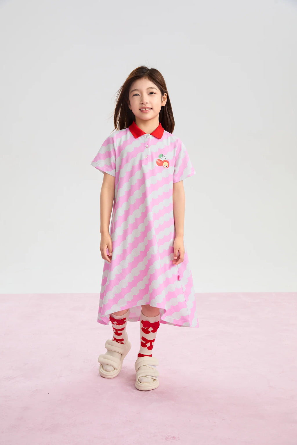 Poco Blush Cream Wave Printed Dress