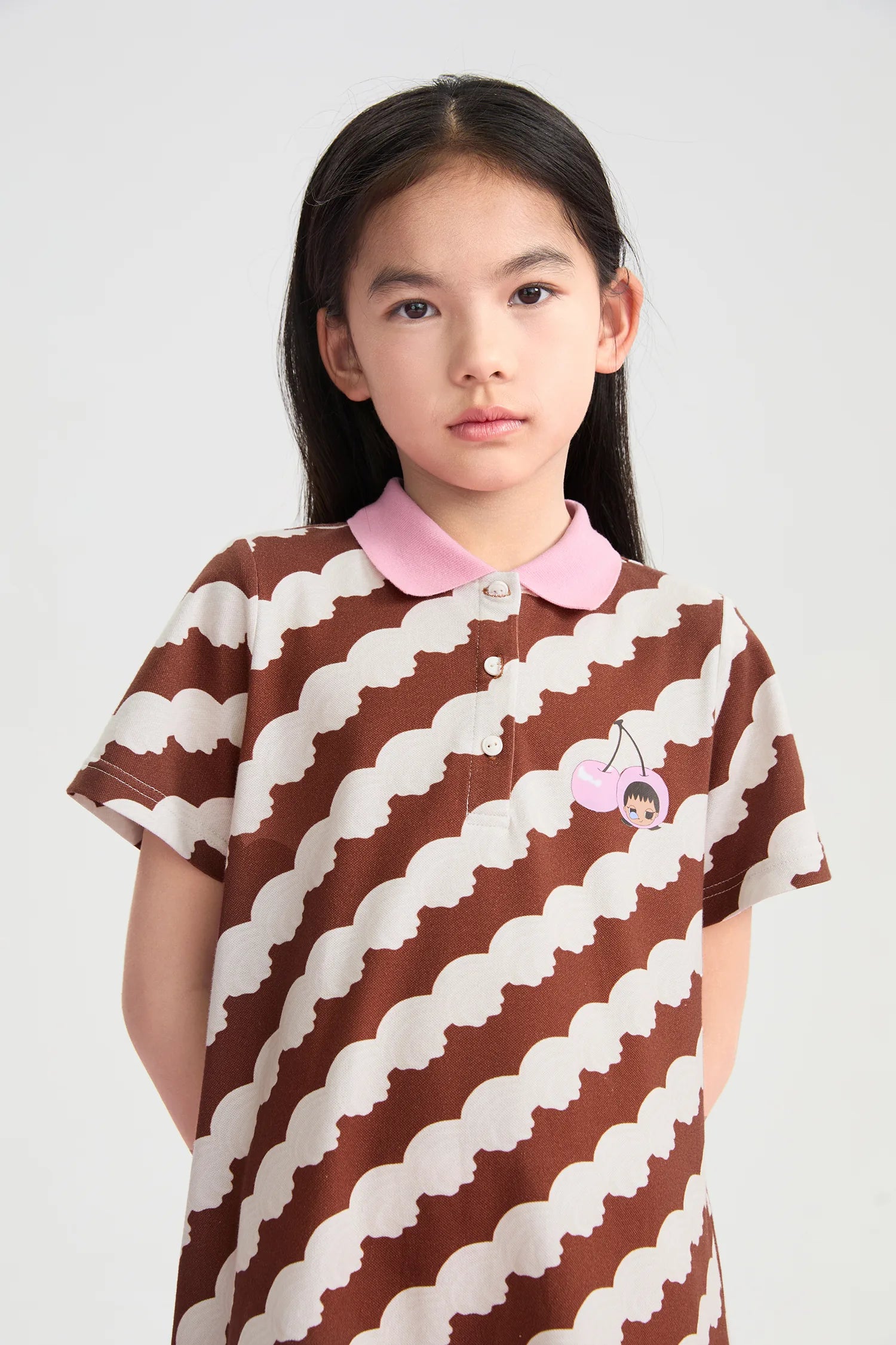 Poco Blush Cream Wave Printed Dress