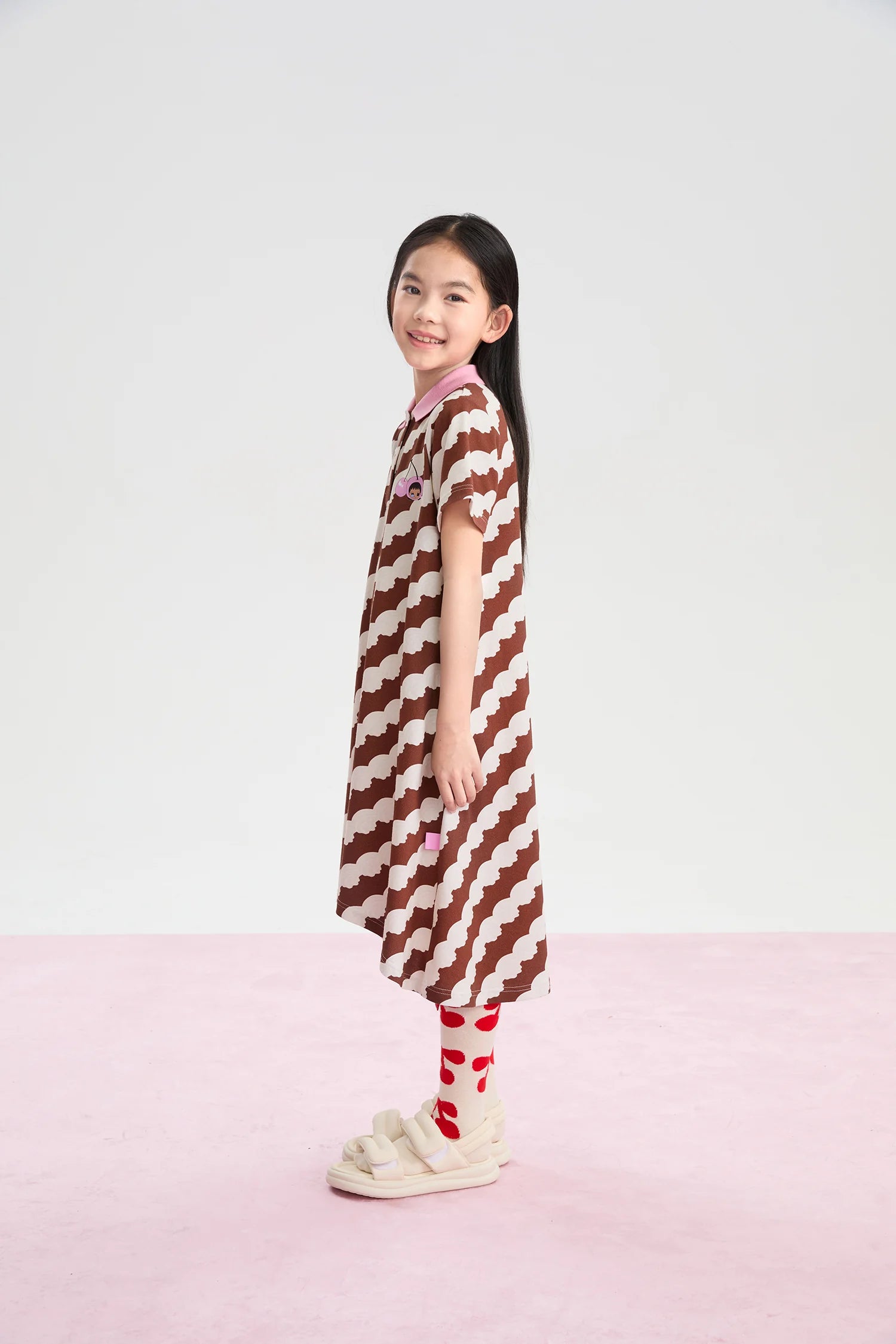 Poco Blush Cream Wave Printed Dress