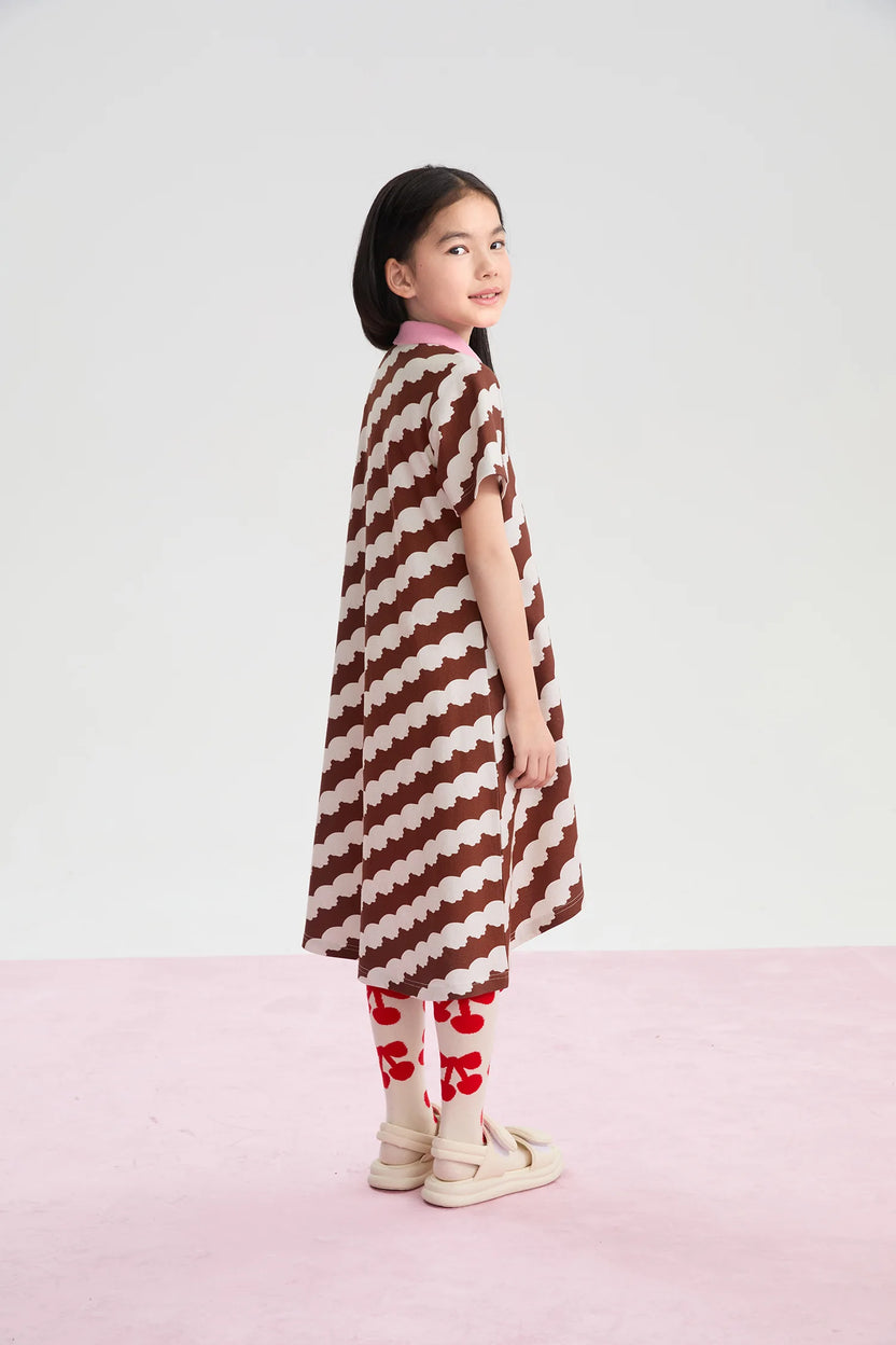 Cream Wave Printed Dress by Poco Blush, image 9