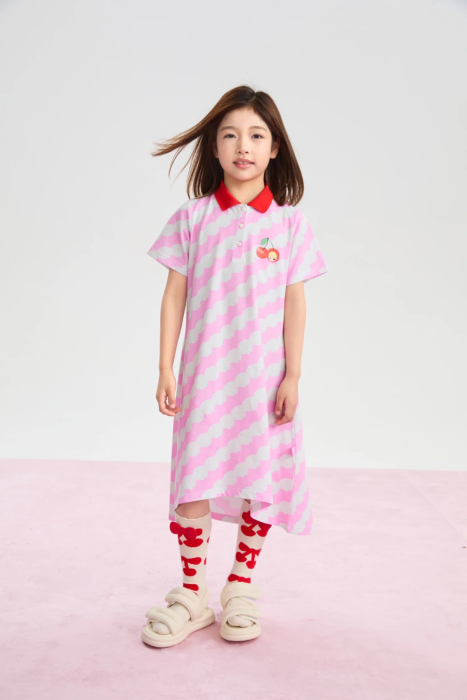 girls dress, chestnut brown [39] and candy pink [51], stripe print, image 6