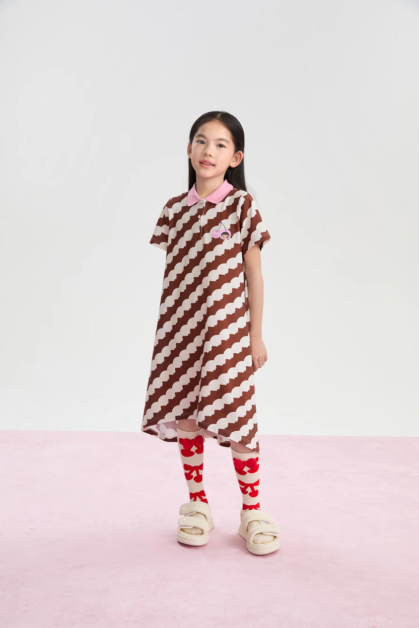 Cream Wave Printed Dress by Poco Blush, image 3