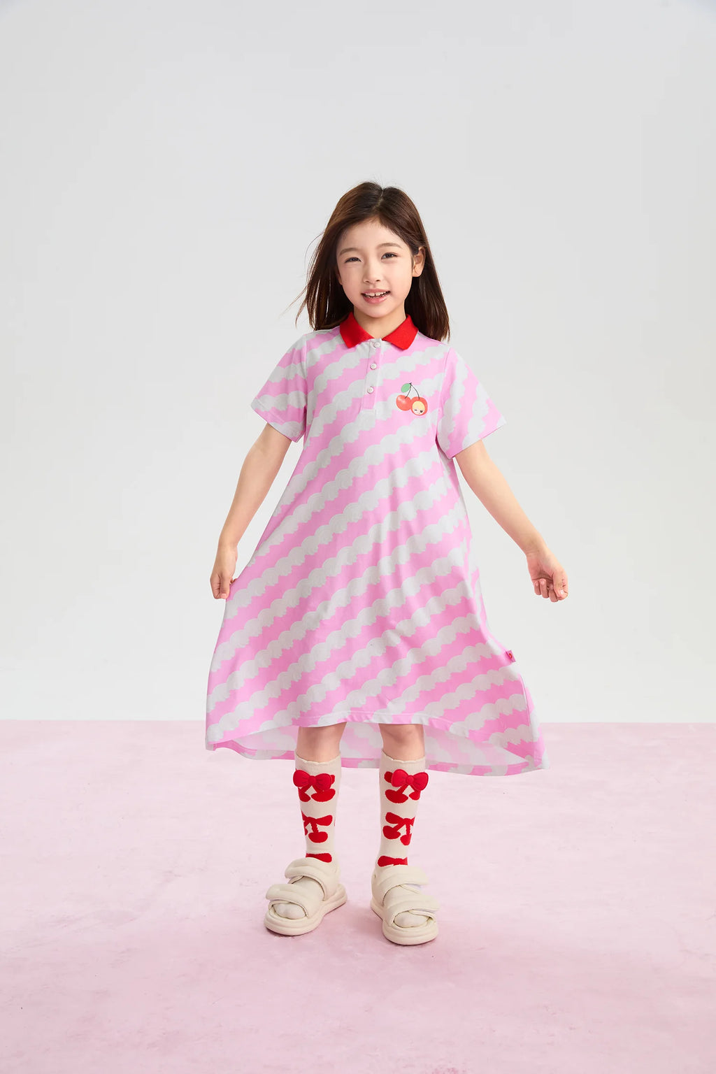 Poco Blush Cream Wave Printed Dress