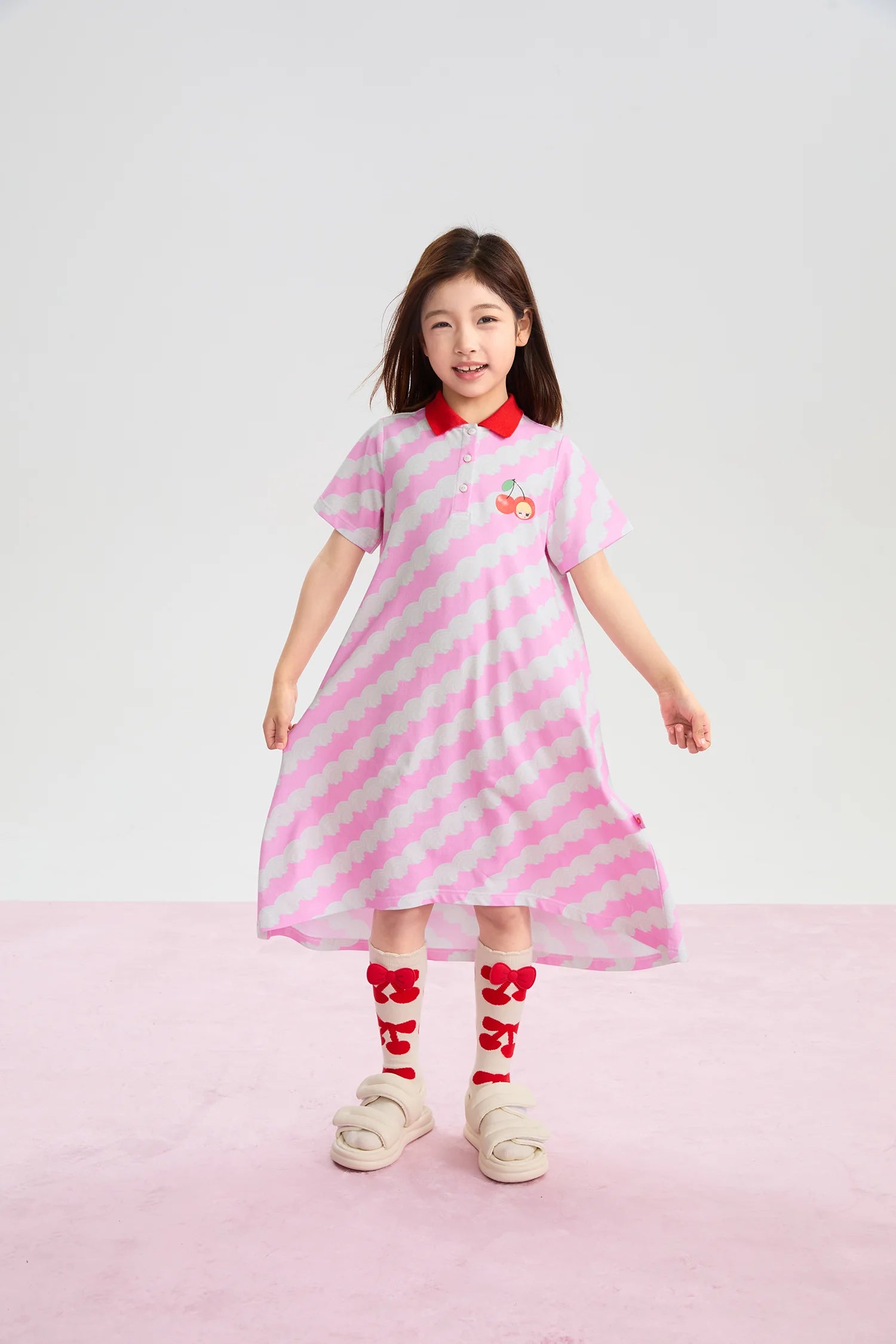 Poco Blush Cream Wave Printed Dress