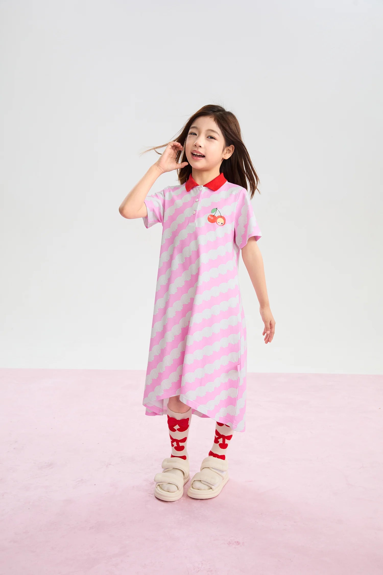 Poco Blush Cream Wave Printed Dress