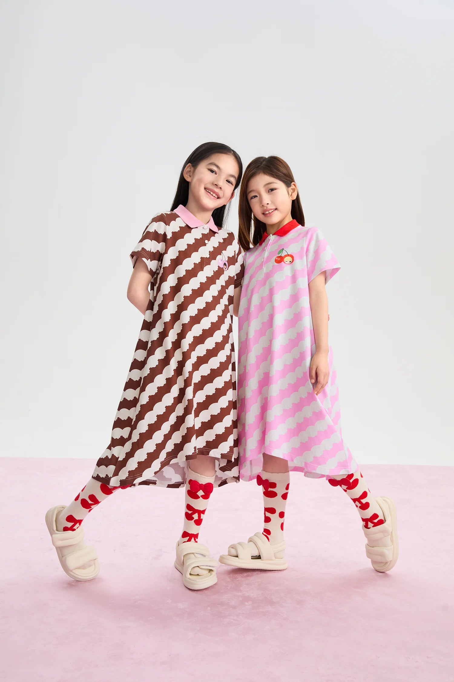 Poco Blush Cream Wave Printed Dress