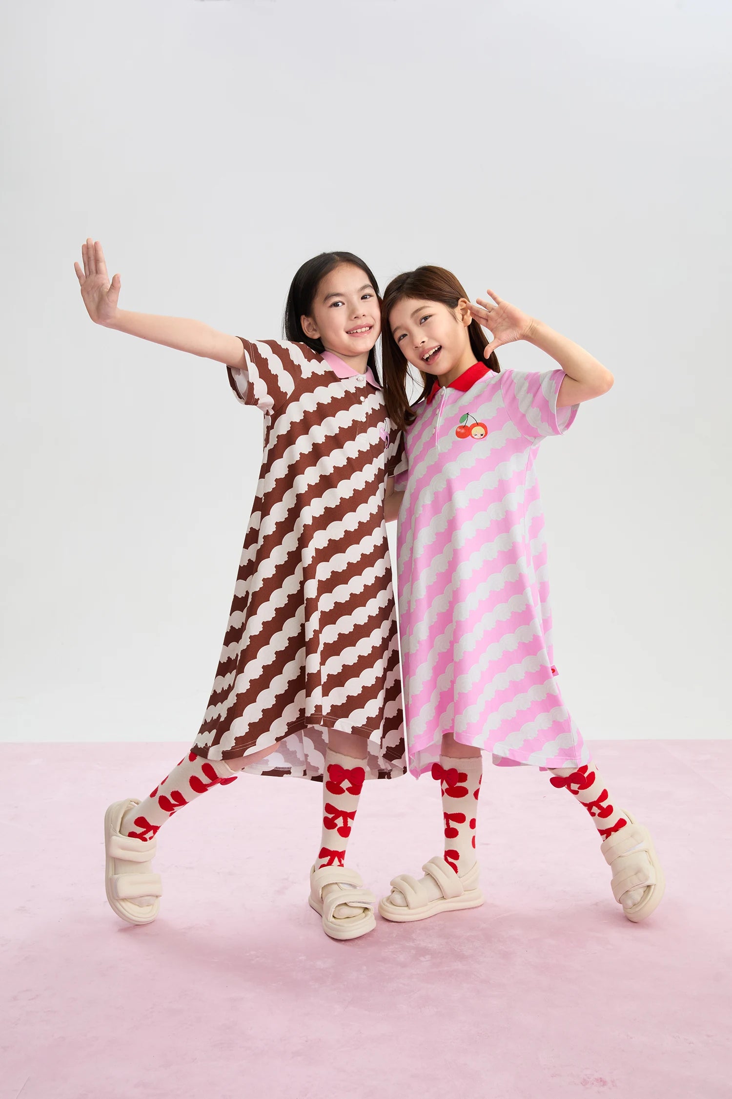 Poco Blush Cream Wave Printed Dress