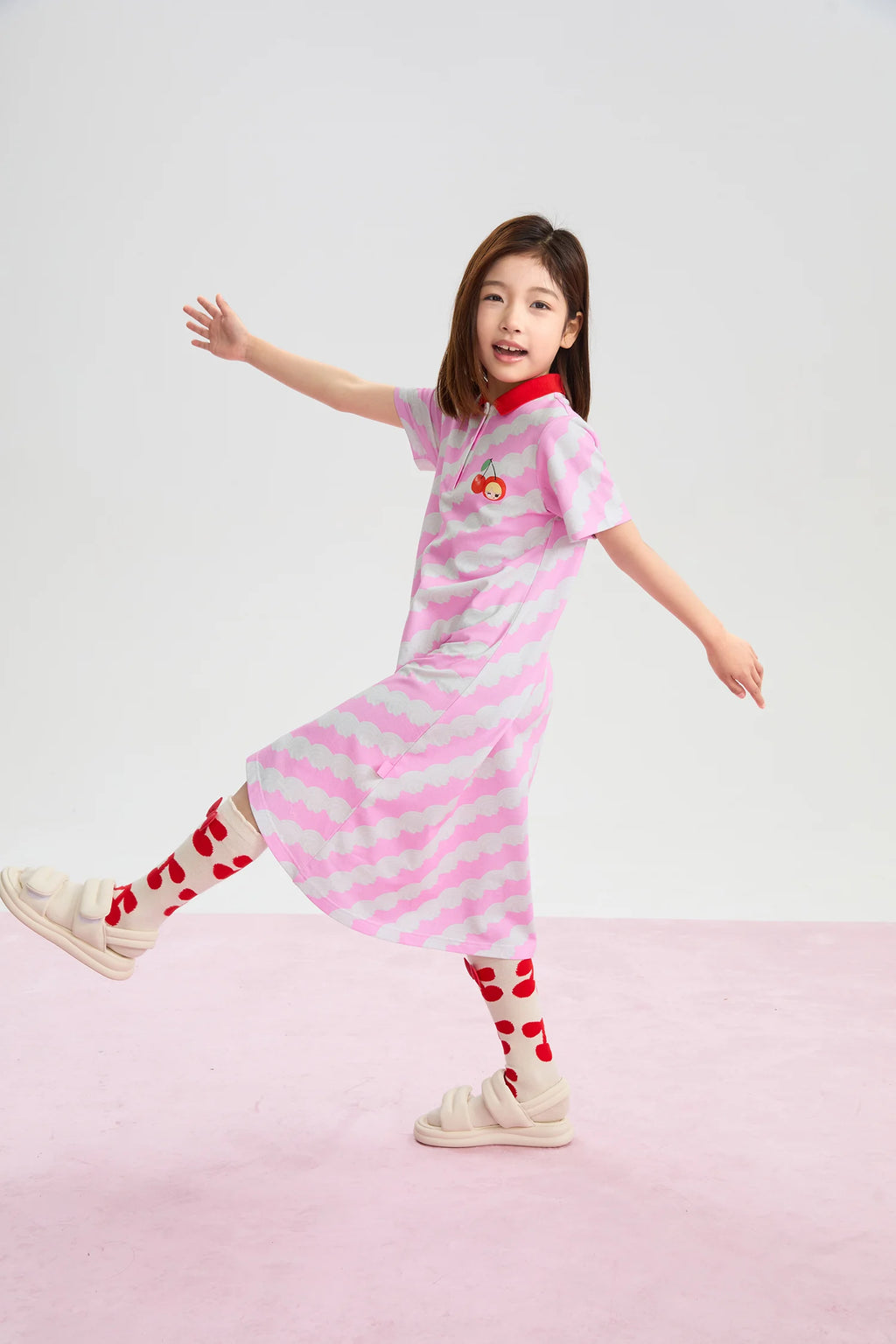 Poco Blush Cream Wave Printed Dress