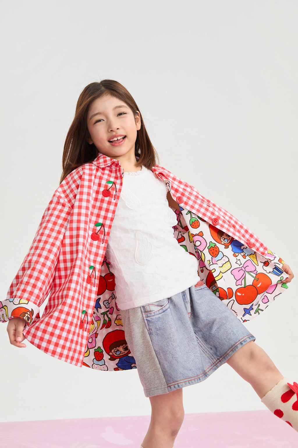 Poco Blush Cherry Check Reversible Jacket