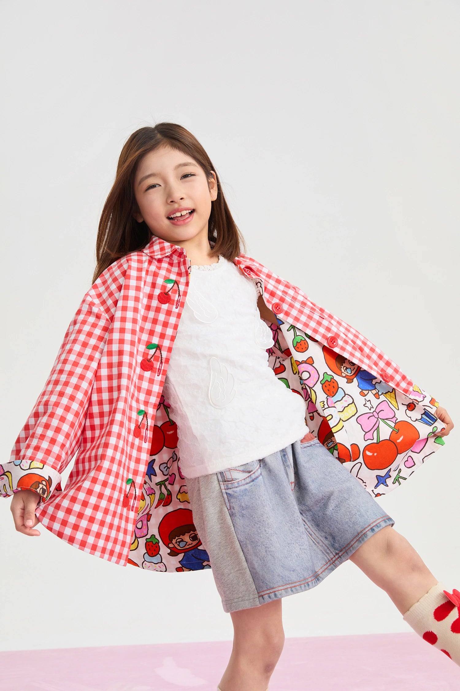 Poco Blush Cherry Check Reversible Jacket