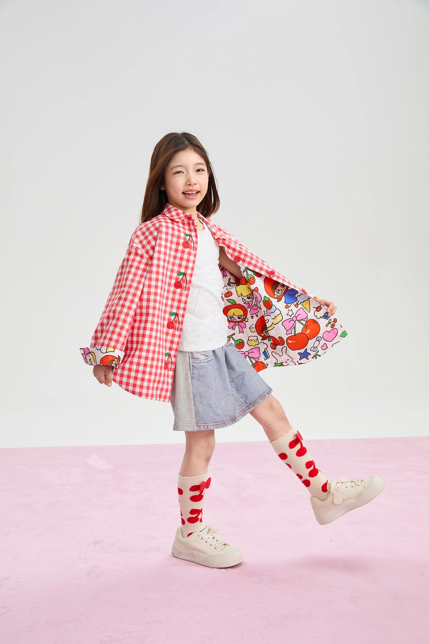Poco Blush Cherry Check Reversible Jacket